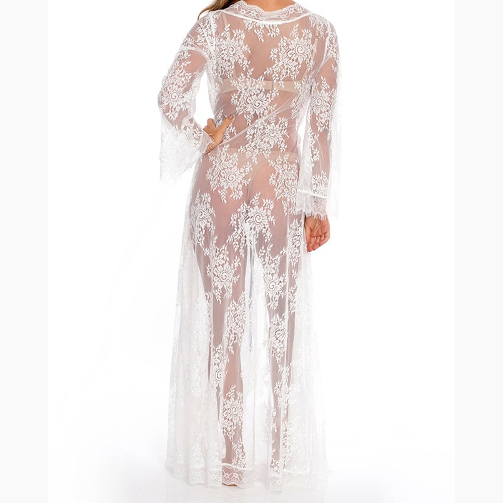 Gorgeous Long White Lace Beach Robe Cover Up - Picture 4 of 16
